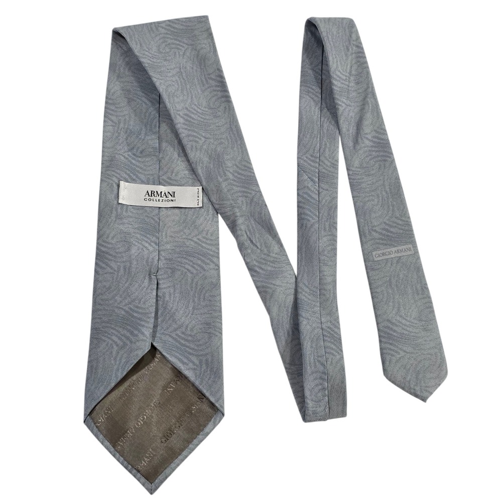 Armani Collezioni Mens Necktie Lt Blue Silk Swirl Pattern Woven Designer Classic